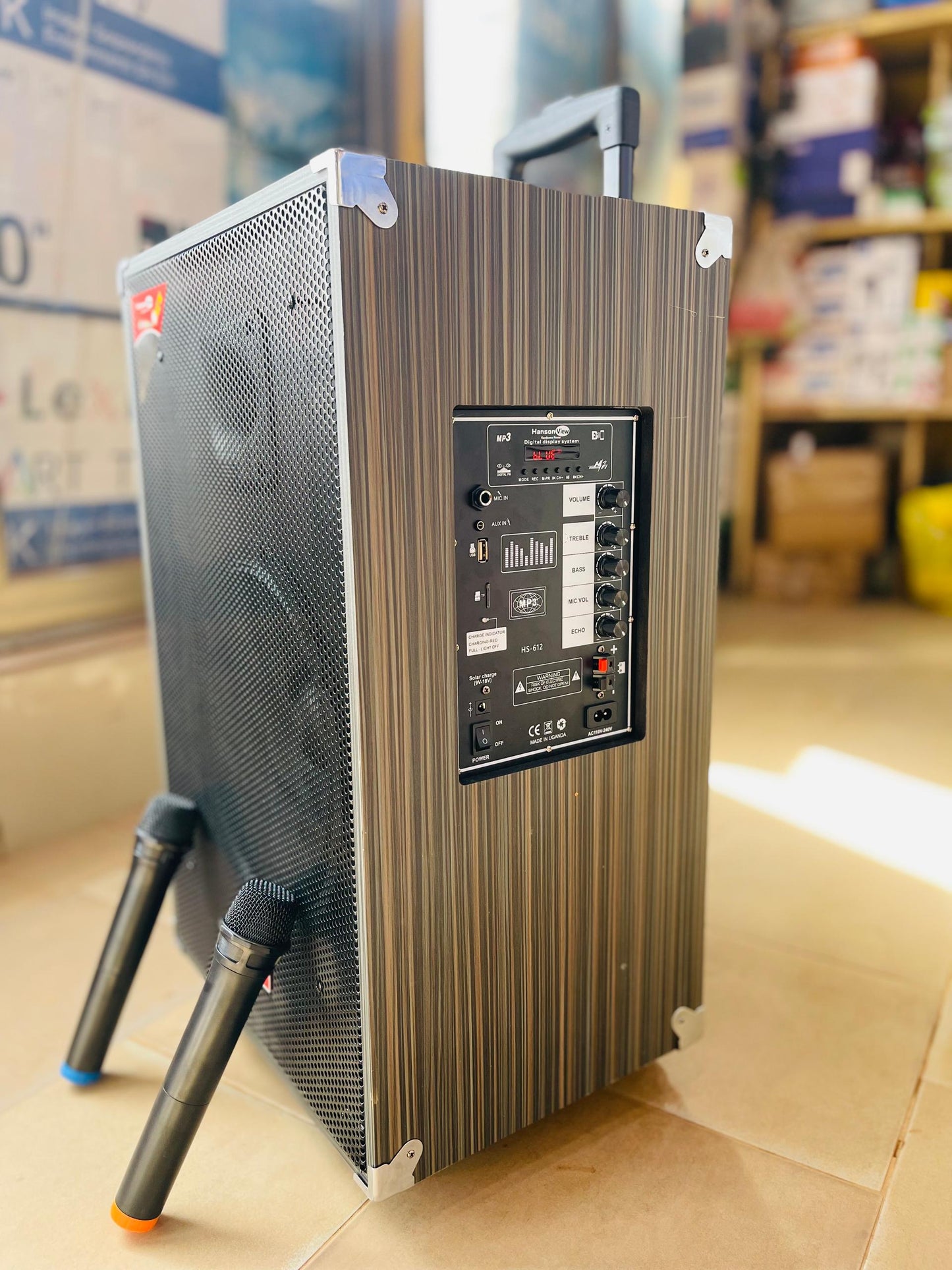Boombox HS 612 avec 2 micros baladeurs , 12000 w